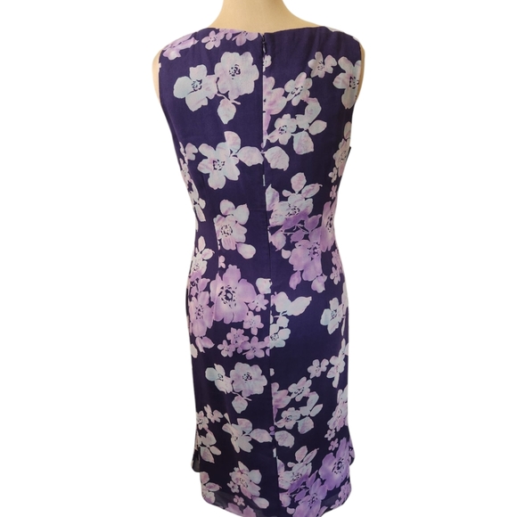ADRIANNA PAPELL Silk Floral Print Sheath Dress - Size 14 - Picture 8 of 13